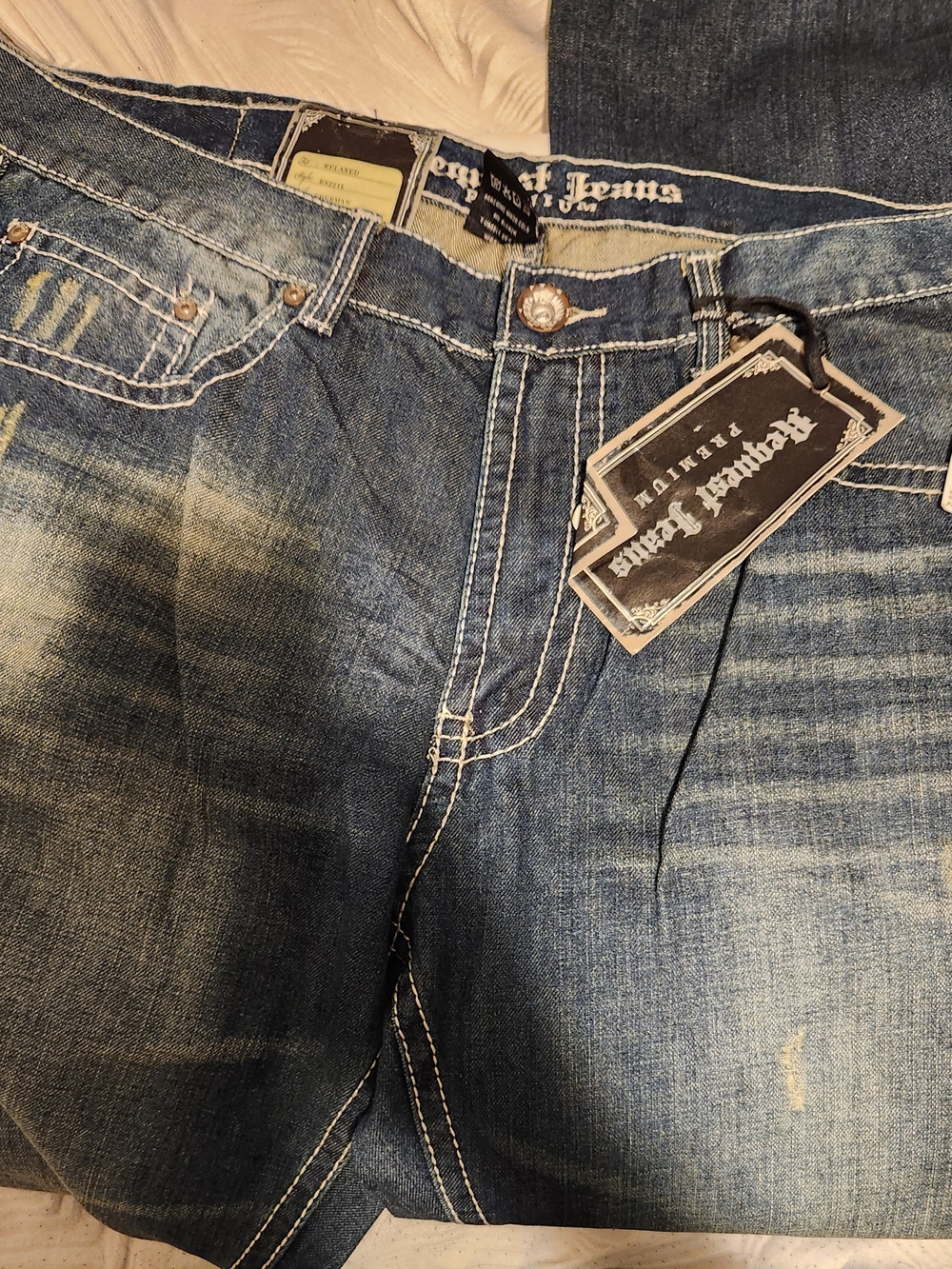 Premium Relaxed Men’s Jeans in Blue Washed Denim